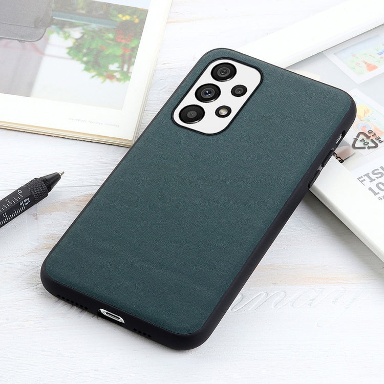 For Samsung Galaxy A73 5G Accurate Hole Lambskin Texture Genuine Leather Phone Case(Green) - free shipping - PMC TechLife - Order now!
