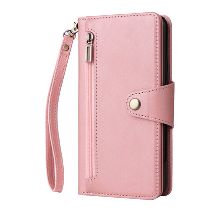 For Google Pixel 3A XL Rivet Buckle 9 Cards Three Fold Leather Phone Case(Rose Gold) - Google Cases by PMC Jewellery | Online Shopping South Africa | PMC Jewellery | Buy Now Pay Later Mobicred