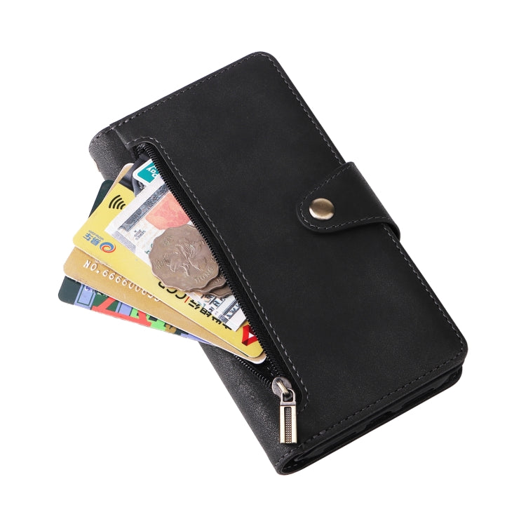For Google Pixel 4 XL Rivet Buckle 9 Cards Three Fold Leather Phone Case(Black) - Google Cases by PMC TechLife | Online Shopping South Africa | PMC TechLife | Buy Now Pay Later Mobicred