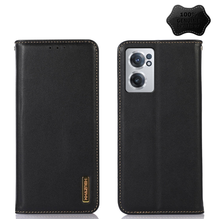For OnePlus Nord CE 2 5G KHAZNEH Nappa Top Layer Cowhide Leather Phone Case(Black) - OnePlus Cases by PMC TechLife | Online Shopping South Africa | PMC TechLife | Buy Now Pay Later Mobicred