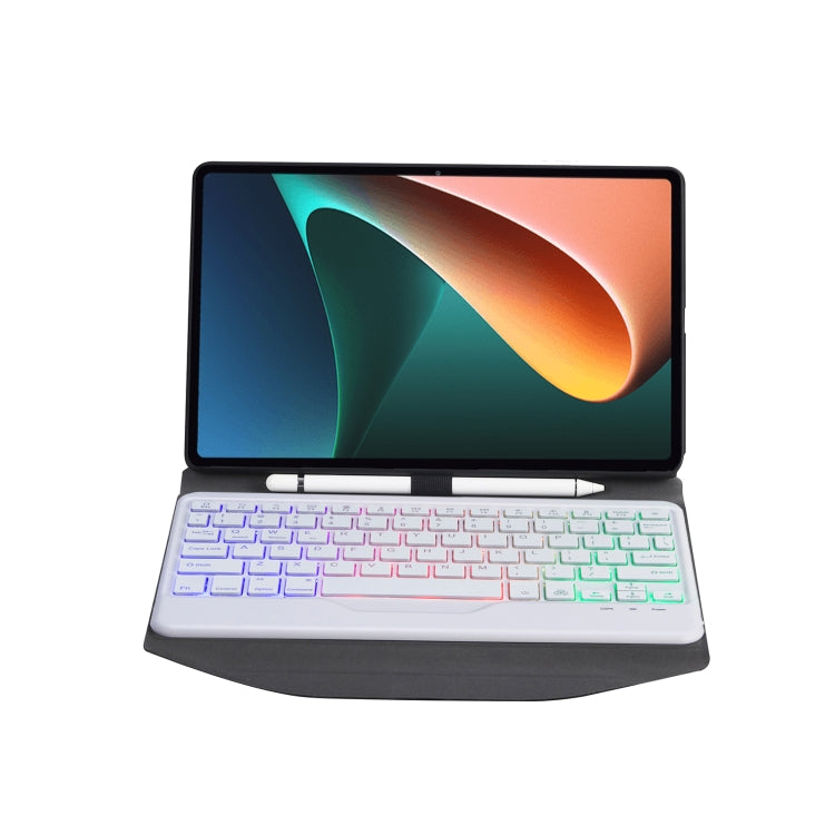 B0N5S Backlight Diamond Texture Bluetooth Keyboard Leather Case with Triangle Back Support For Xiaomi Pad 5 / 5 Pro(Black + White) - Others Keyboard by PMC TechLife | Online Shopping South Africa | PMC TechLife