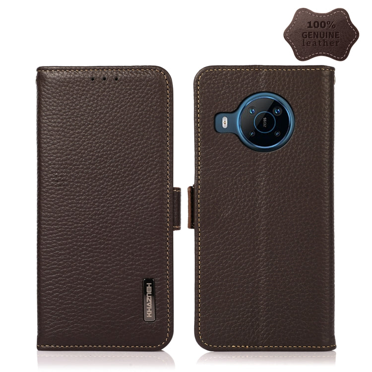 For Nokia X100 KHAZNEH Side-Magnetic Litchi Genuine Leather RFID Phone Case(Brown) - Nokia Cases by PMC TechLife | Online Shopping South Africa | PMC TechLife | Buy Now Pay Later Mobicred