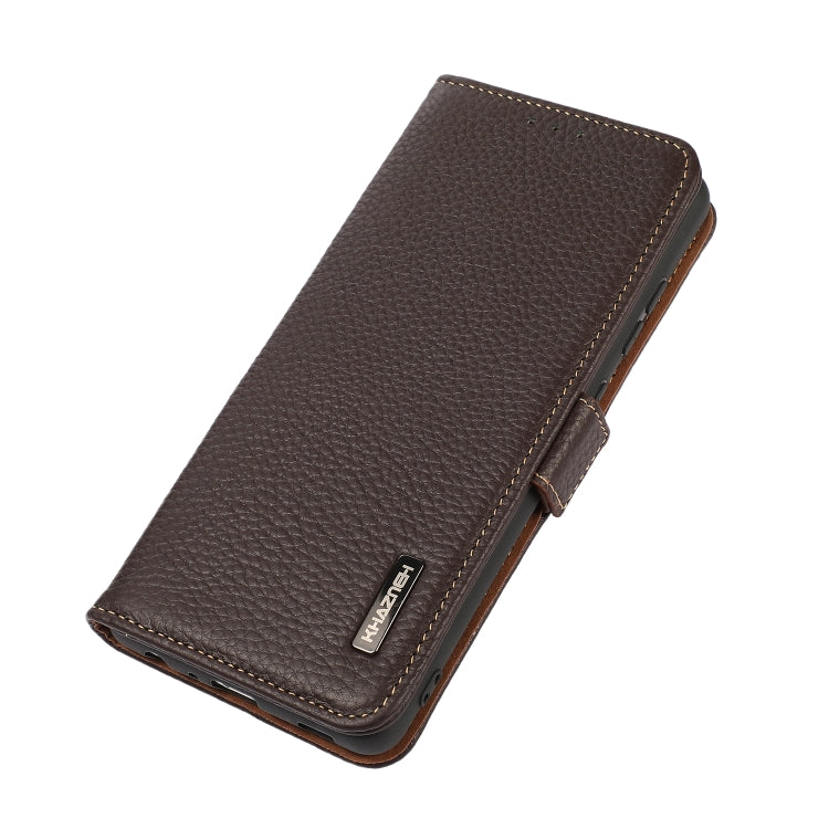 For Nokia X100 KHAZNEH Side-Magnetic Litchi Genuine Leather RFID Phone Case(Brown) - Nokia Cases by PMC TechLife | Online Shopping South Africa | PMC TechLife | Buy Now Pay Later Mobicred
