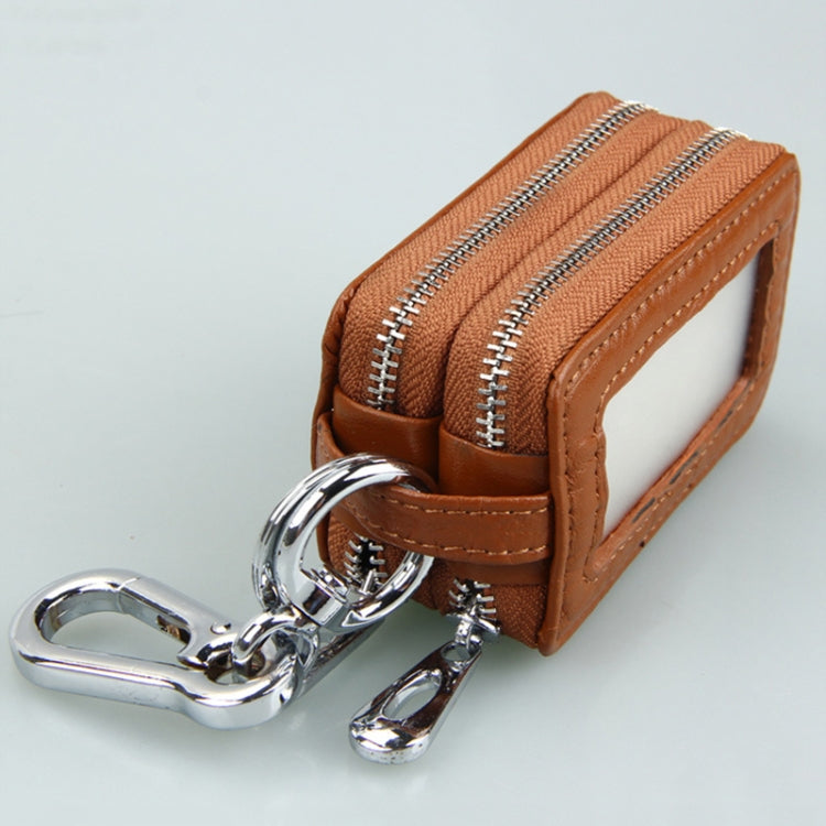 9075 Universal Crocodile Texture Genuine Leather Double Zipper Car Key Case(Brown) - Car Key Cases by PMC Jewellery | Online Shopping South Africa | PMC Jewellery | Buy Now Pay Later Mobicred