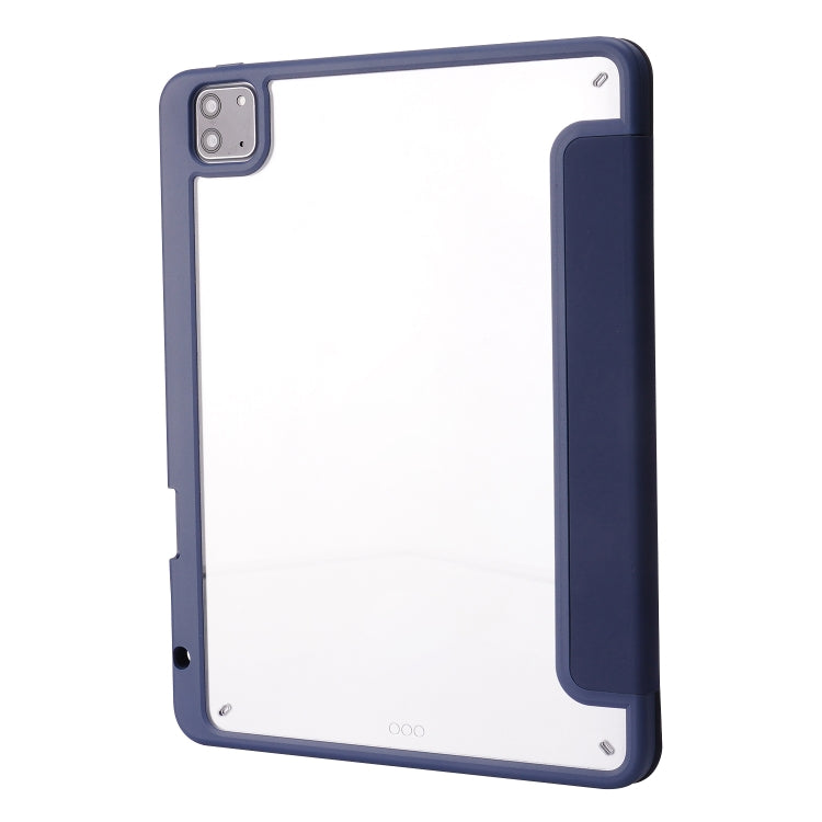 For iPad Air 13 2024 / iPad Pro 12.9 2022 / 2021 / 2020 / 2018 Deformation Transparent Acrylic Leather Tablet Case(Dark Blue) - iPad Pro 12.9 (2022/2021) Cases by PMC Jewellery | Online Shopping South Africa | PMC Jewellery | Buy Now Pay Later Mobicred