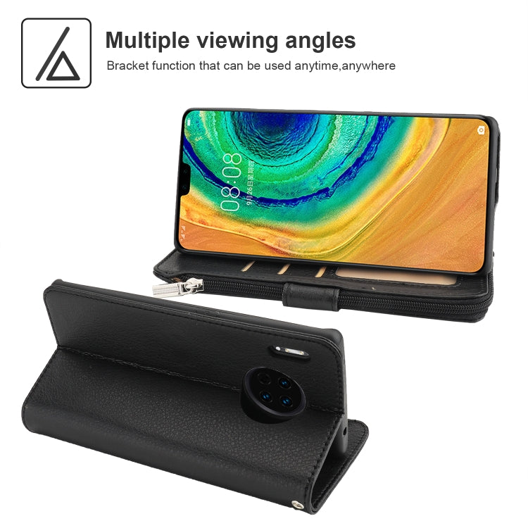 For Huawei Mate 30 Pro Microfiber Zipper Horizontal Flip Leather Case(Black) - Huawei Cases by PMC TechLife | Online Shopping South Africa | PMC TechLife | Buy Now Pay Later Mobicred