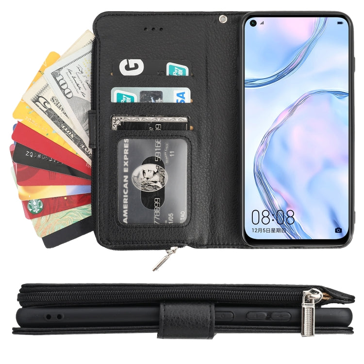 For Huawei P40 Lite / nova 6 SE Microfiber Zipper Horizontal Flip Leather Case(Black) - Huawei Cases by PMC TechLife | Online Shopping South Africa | PMC TechLife | Buy Now Pay Later Mobicred
