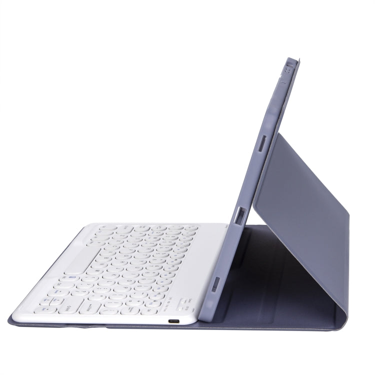 YA08B Candy Color Skin Feel Texture Round Keycap Bluetooth Keyboard Leather Case For Samsung Galaxy Tab A8 10.5 2021 SM-X200 / SM-X205(Purple) - Samsung Keyboard by PMC TechLife | Online Shopping South Africa | PMC TechLife