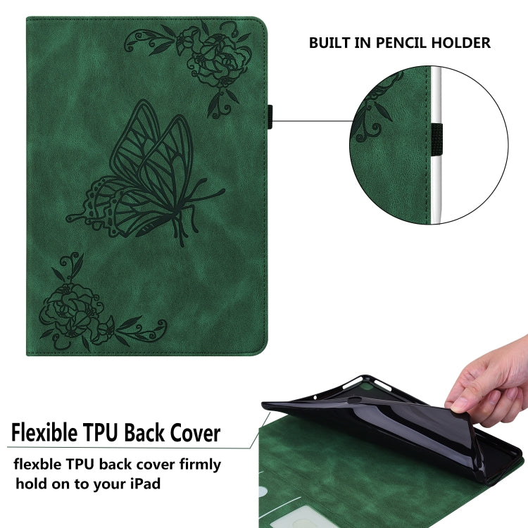 For Huawei MediaPad T5 Butterfly Flower Embossed Leather Tablet Case(Green) - Huawei by PMC TechLife | Online Shopping South Africa | PMC TechLife | Buy Now Pay Later Mobicred