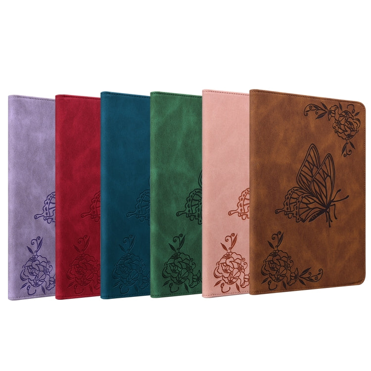 For Huawei MediaPad T5 Butterfly Flower Embossed Leather Tablet Case(Green) - Huawei by PMC TechLife | Online Shopping South Africa | PMC TechLife | Buy Now Pay Later Mobicred