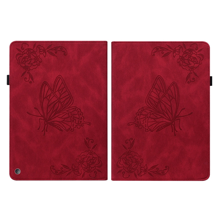 For Amazon Kindle Fire HD 10 2021 / 10 Plus 2021 Butterfly Flower Embossed Leather Tablet Case(Red) - Amazon by PMC TechLife | Online Shopping South Africa | PMC TechLife | Buy Now Pay Later Mobicred