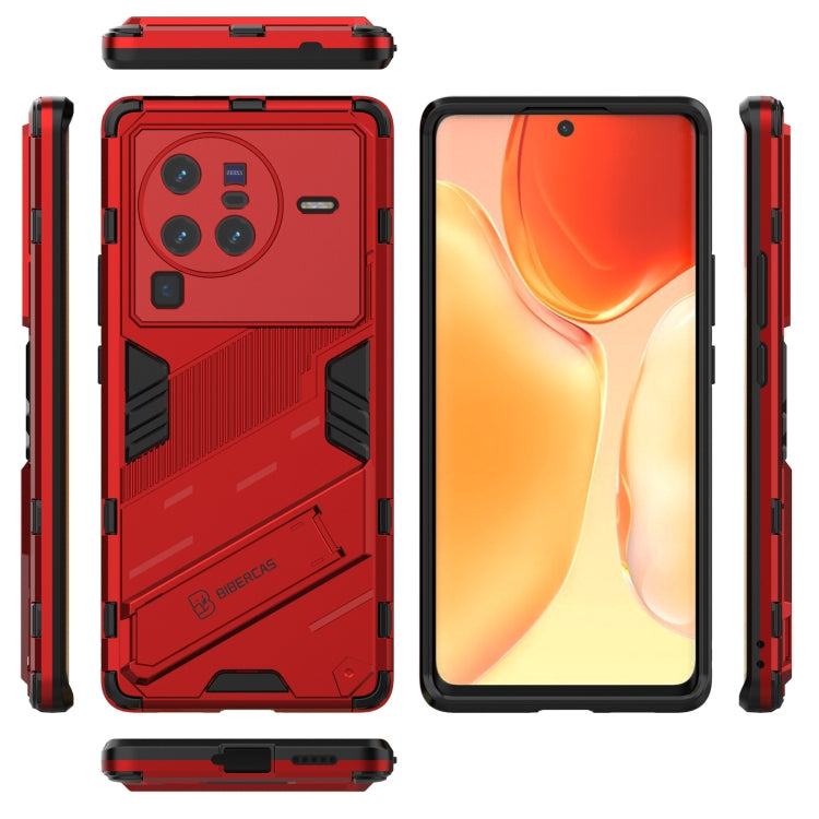 For vivo X80 Pro Punk Armor PC + TPU Phone Case with Holder(Red) - vivo Cases by PMC Jewellery | Online Shopping South Africa | PMC Jewellery