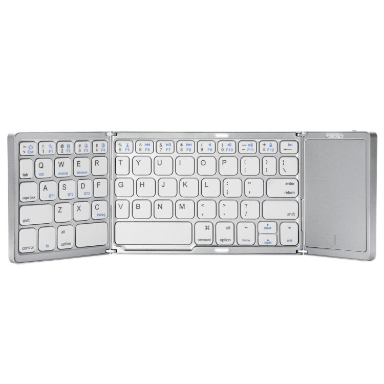 B089T Foldable Bluetooth Keyboard Rechargeable with Touchpad(Silver) - Wireless Keyboard by PMC Jewellery | Online Shopping South Africa | PMC Jewellery | Buy Now Pay Later Mobicred