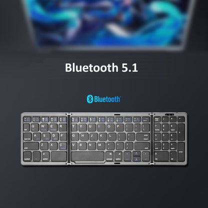 B089T Foldable Bluetooth Keyboard Rechargeable with Touchpad(Silver) - Wireless Keyboard by PMC Jewellery | Online Shopping South Africa | PMC Jewellery | Buy Now Pay Later Mobicred