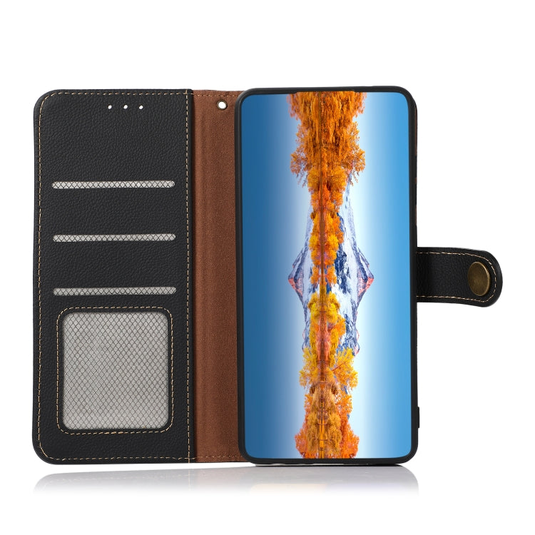For OnePlus 10R / Ace KHAZNEH Custer Genuine Leather RFID Phone Case(Black) - OnePlus Cases by PMC TechLife | Online Shopping South Africa | PMC TechLife | Buy Now Pay Later Mobicred