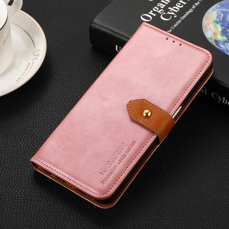 For iPhone 17 Pro KHAZNEH Dual-color Cowhide Texture Flip Leather Phone Case(Rose Gold) - free shipping - PMc TechLife - Order now!