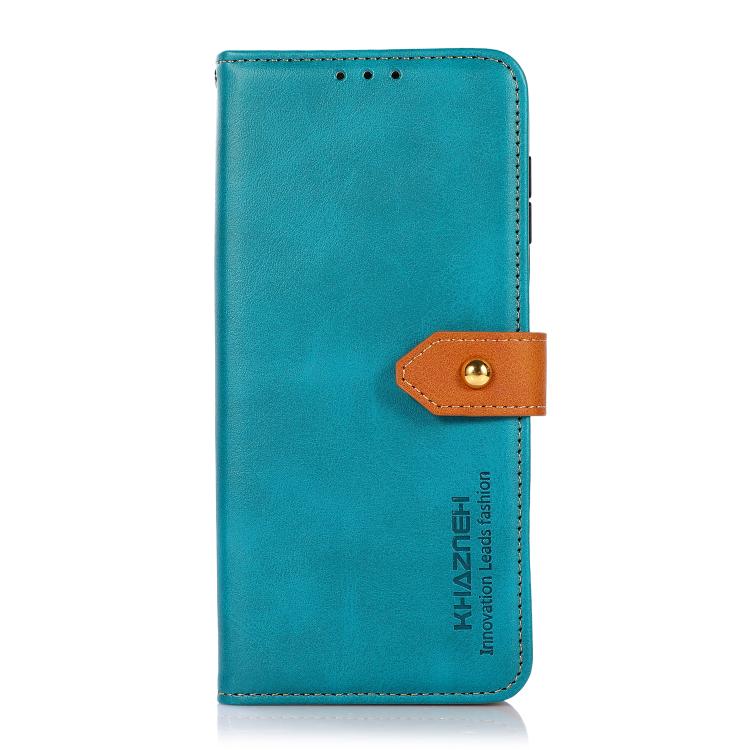 For iPhone 17 KHAZNEH Dual-color Cowhide Texture Flip Leather Phone Case(Blue) - free shipping - PMc TechLife - Order now!