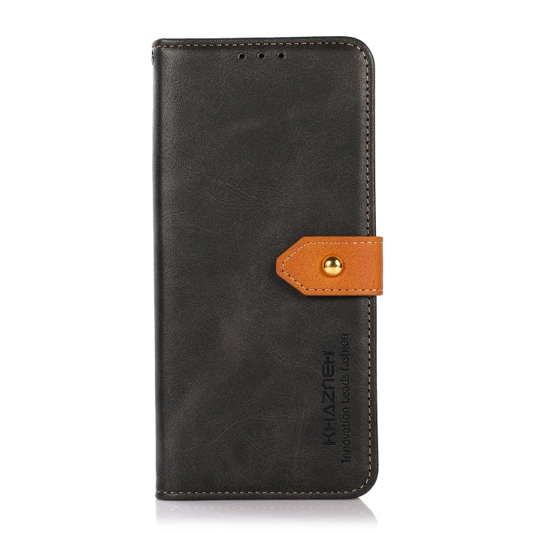 KHAZNEH Dual-color Cowhide Texture Flip Leather Phone Case For iPhone 16(Black) - iPhone 16 Cases by PMC Jewellery | Online Shopping South Africa | PMC Jewellery | Buy Now Pay Later Mobicred