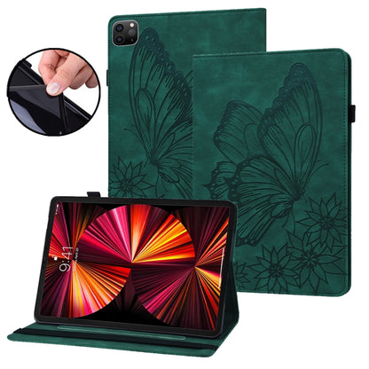 For iPad Pro 11 2022 / 2021 / 2020 / Air 2020 10.9 / 11 2024 Big Butterfly Embossed Smart Leather Tablet Case(Green) - iPad Pro 11 (2022/2021) Cases by PMC Jewellery | Online Shopping South Africa | PMC Jewellery | Buy Now Pay Later Mobicred