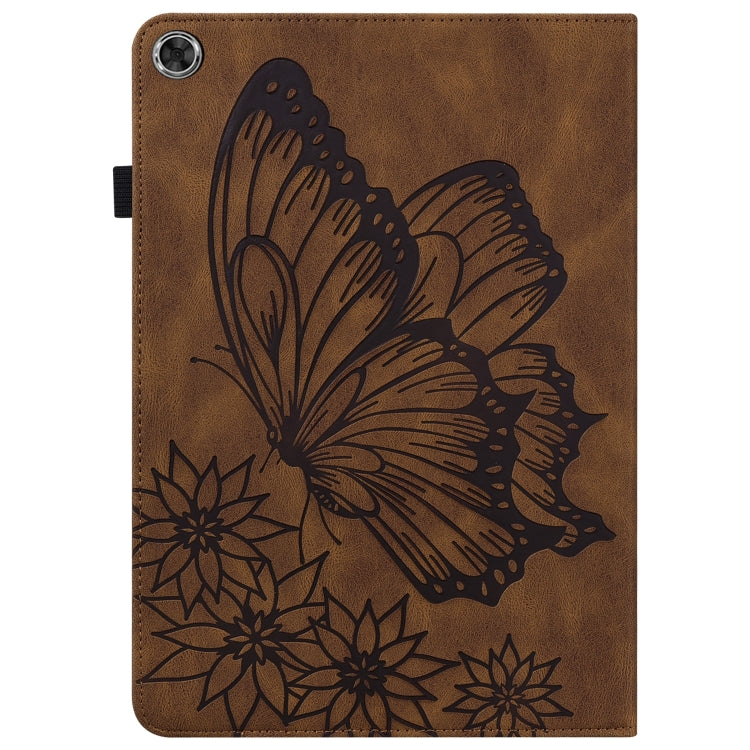 For Huawei MediaPad M5 Lite 10.1 Big Butterfly Embossed Leather Tablet Case(Brown) - Huawei by PMC TechLife | Online Shopping South Africa | PMC TechLife | Buy Now Pay Later Mobicred