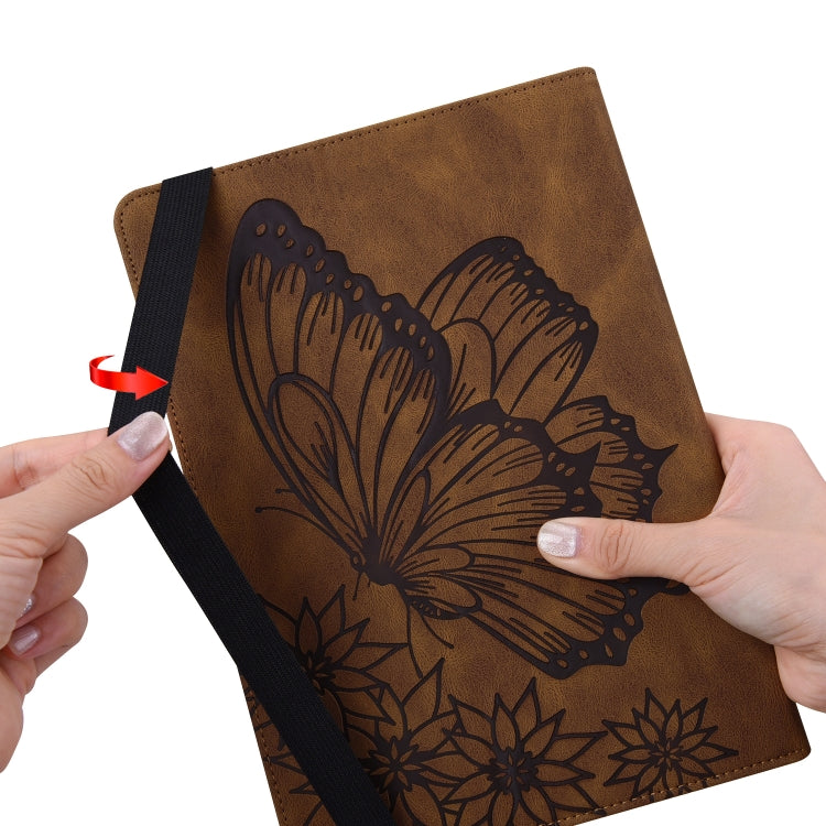 For Huawei MediaPad M5 Lite 10.1 Big Butterfly Embossed Leather Tablet Case(Brown) - Huawei by PMC TechLife | Online Shopping South Africa | PMC TechLife | Buy Now Pay Later Mobicred