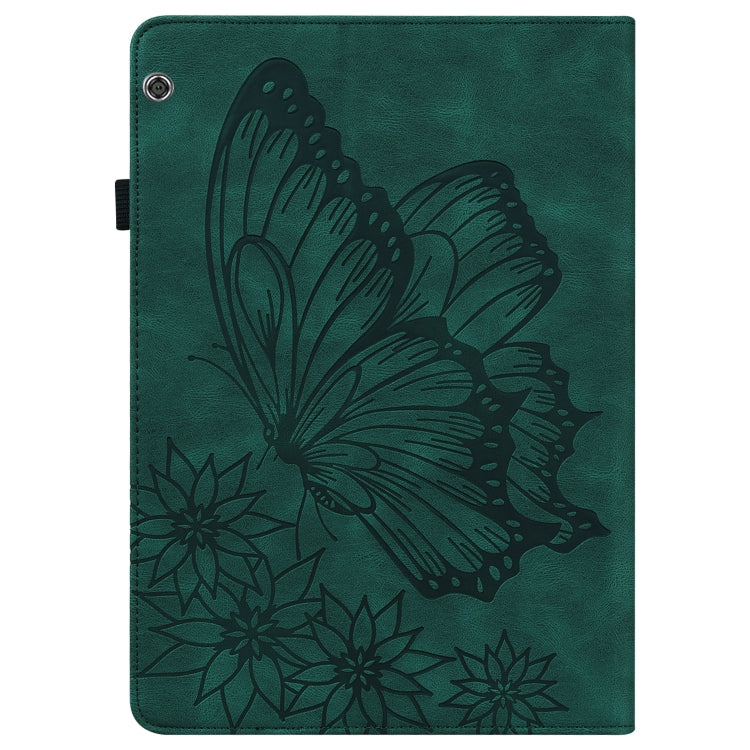 For Huawei MediaPad T5 Big Butterfly Embossed Leather Tablet Case(Green) - Huawei by PMC TechLife | Online Shopping South Africa | PMC TechLife | Buy Now Pay Later Mobicred