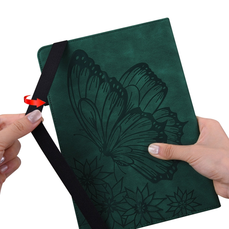 For Lenovo Tab M10 Plus 10.6 3rd Gen 2022 Big Butterfly Embossed Leather Tablet Case(Green) - Lenovo by PMC TechLife | Online Shopping South Africa | PMC TechLife | Buy Now Pay Later Mobicred