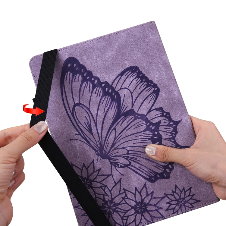 For Lenovo Tab M10 Plus 10.6 3rd Gen 2022 Big Butterfly Embossed Leather Tablet Case(Purple) - Lenovo by PMC TechLife | Online Shopping South Africa | PMC TechLife | Buy Now Pay Later Mobicred