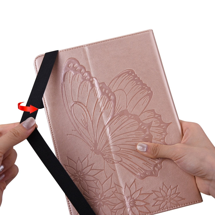 For Lenovo M10 Plus X606F Big Butterfly Embossed Leather Tablet Case(Rose Gold) - Lenovo by PMC TechLife | Online Shopping South Africa | PMC TechLife | Buy Now Pay Later Mobicred