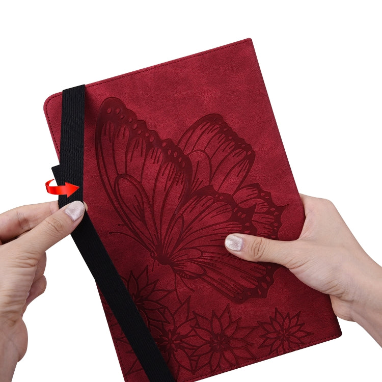 For Lenovo M10 Plus X606F Big Butterfly Embossed Leather Tablet Case(Red) - Lenovo by PMC TechLife | Online Shopping South Africa | PMC TechLife | Buy Now Pay Later Mobicred