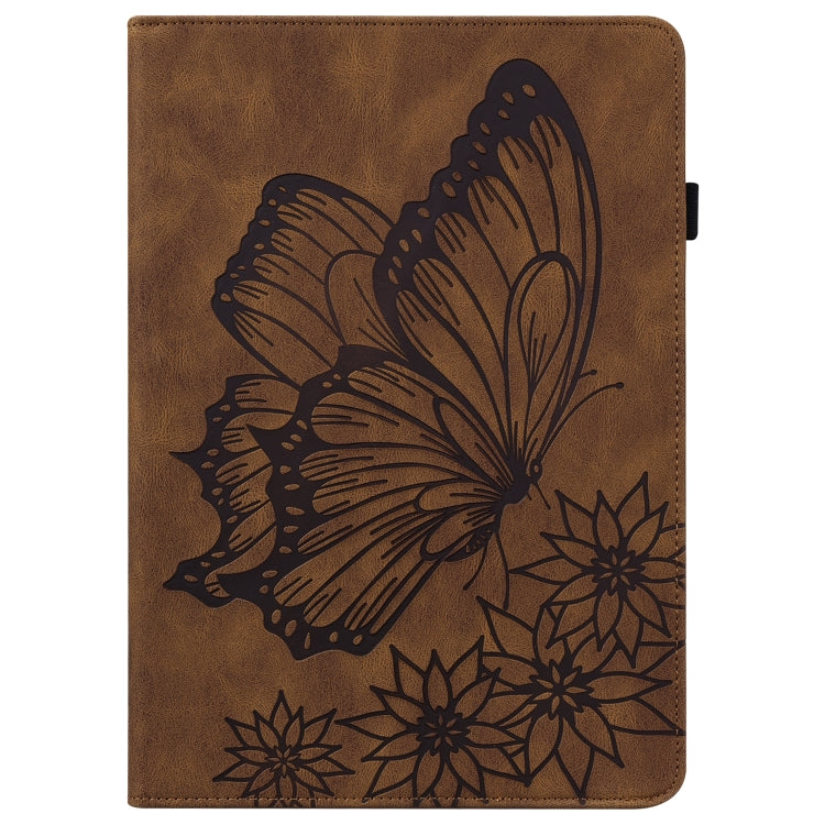 For Lenovo Tab M10 HD 2nd Gen Big Butterfly Embossed Leather Tablet Case(Brown) - Lenovo by PMC TechLife | Online Shopping South Africa | PMC TechLife | Buy Now Pay Later Mobicred