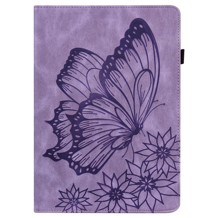For Amazon Kindle Fire HD 10 2019 / 2017 Big Butterfly Embossed Smart Leather Tablet Case(Purple) - Amazon by PMC TechLife | Online Shopping South Africa | PMC TechLife | Buy Now Pay Later Mobicred