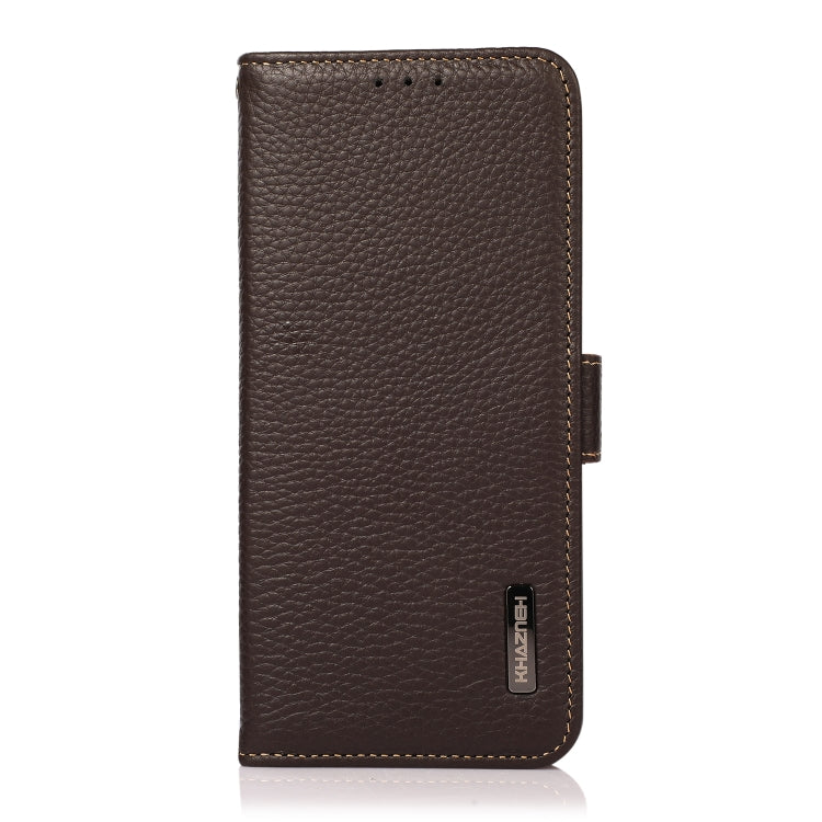 For Nokia C200 KHAZNEH Side-Magnetic Litchi Genuine Leather RFID Phone Case(Brown) - Nokia Cases by PMC TechLife | Online Shopping South Africa | PMC TechLife | Buy Now Pay Later Mobicred