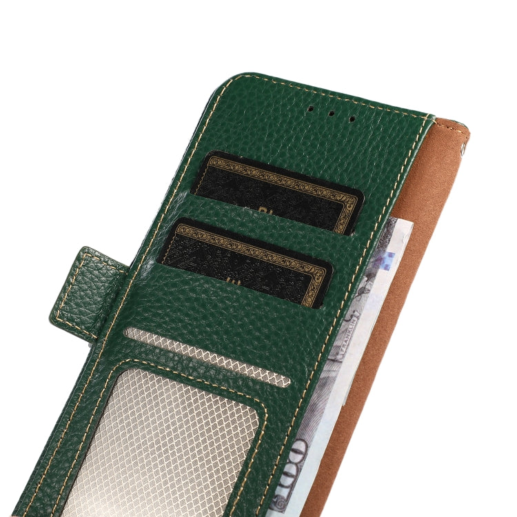 For Nokia C21 Plus KHAZNEH Side-Magnetic Litchi Genuine Leather RFID Phone Case(Green) - Nokia Cases by PMC TechLife | Online Shopping South Africa | PMC TechLife | Buy Now Pay Later Mobicred