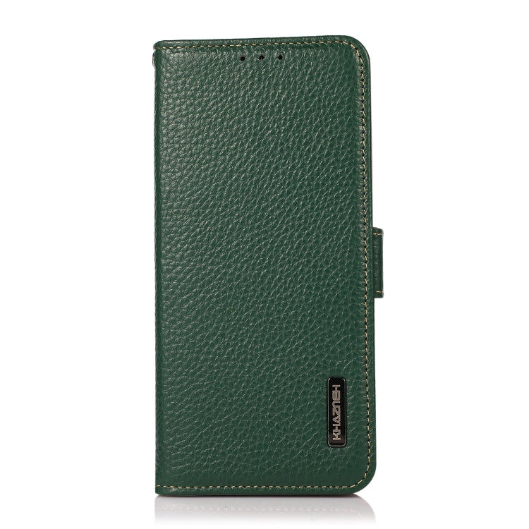 For Nokia C21 KHAZNEH Side-Magnetic Litchi Genuine Leather RFID Phone Case(Green) - Nokia Cases by PMC TechLife | Online Shopping South Africa | PMC TechLife | Buy Now Pay Later Mobicred