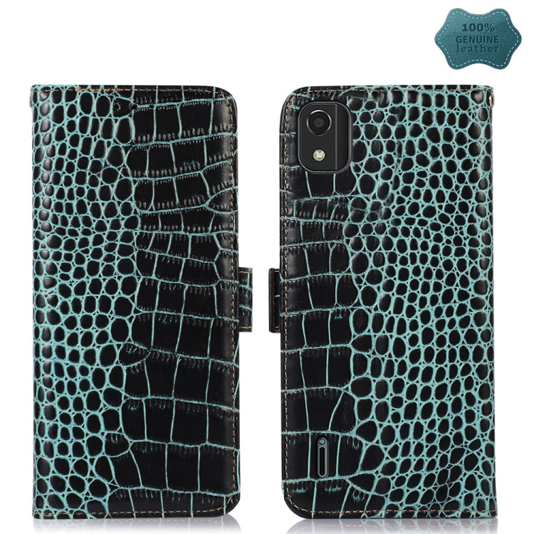 For Nokia C2 2nd Edition Crocodile Top Layer Cowhide Leather Phone Case(Green) - Nokia Cases by PMC TechLife | Online Shopping South Africa | PMC TechLife | Buy Now Pay Later Mobicred