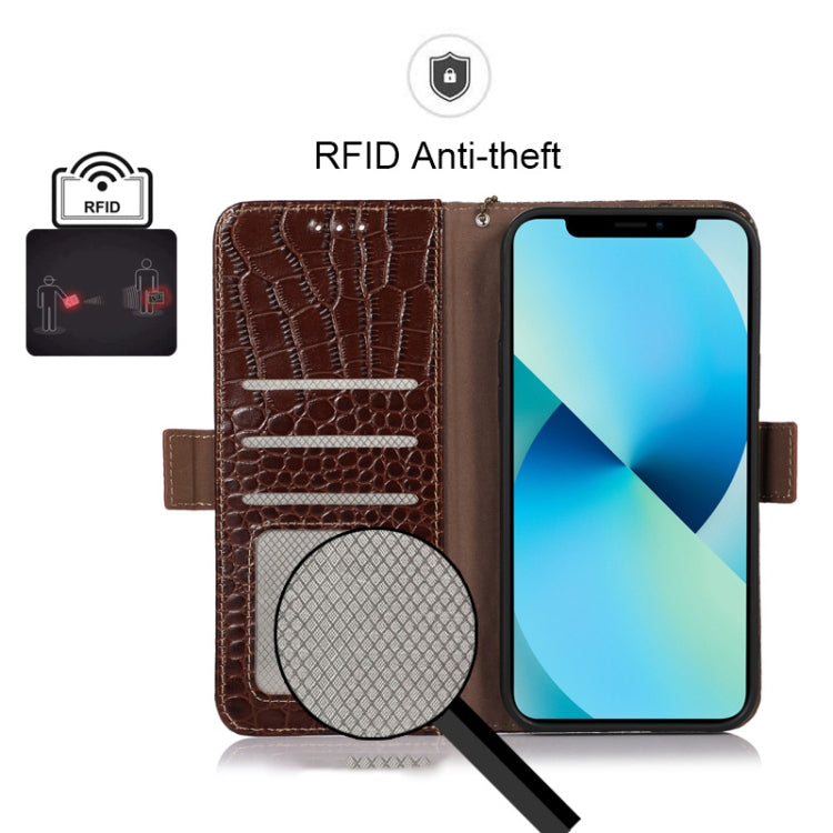For Nokia C21 Plus Crocodile Top Layer Cowhide Leather Phone Case(Brown) - Nokia Cases by PMC TechLife | Online Shopping South Africa | PMC TechLife | Buy Now Pay Later Mobicred