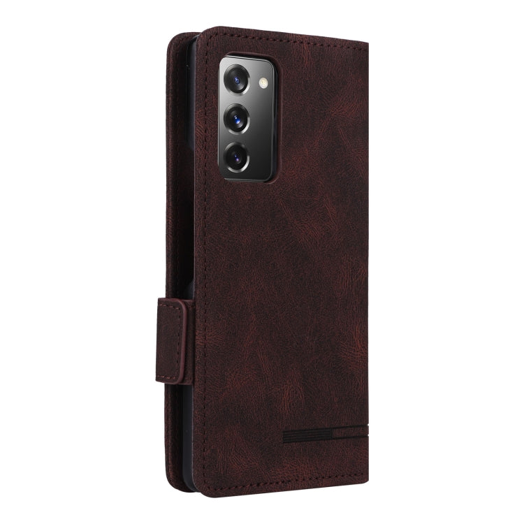 For Samsung Galaxy Z Fold2 5G Magnetic Clasp Flip Leather Phone Case(Brown) - Galaxy Phone Cases by PMC Jewellery | Online Shopping South Africa | PMC Jewellery