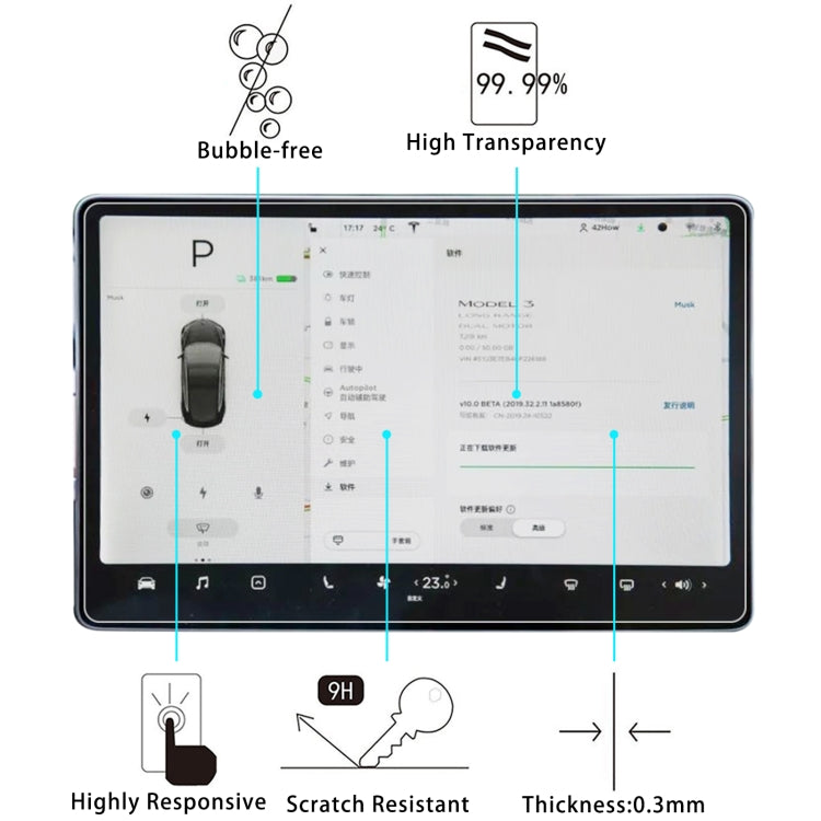 Car Navigator Protective Film Tempered Glass Film For Tesla 15.6 - Accessories & Parts by PMC Jewellery | Online Shopping South Africa | PMC Jewellery | Buy Now Pay Later Mobicred