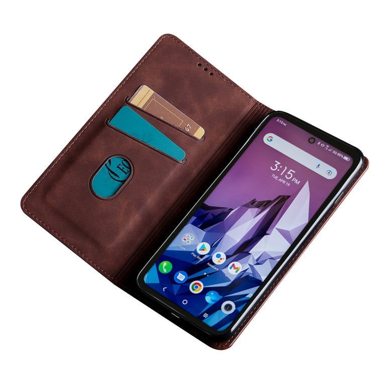 For Blackview A55 Skin Feel Magnetic Horizontal Flip Leather Phone Case(Dark Brown) - More Brand by PMC Jewellery | Online Shopping South Africa | PMC Jewellery | Buy Now Pay Later Mobicred