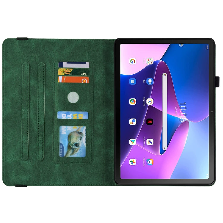 For Lenovo Tab M10 10.1 3rd Gen Butterfly Flower Embossed Leather Tablet Case(Green) - Lenovo by PMC TechLife | Online Shopping South Africa | PMC TechLife | Buy Now Pay Later Mobicred