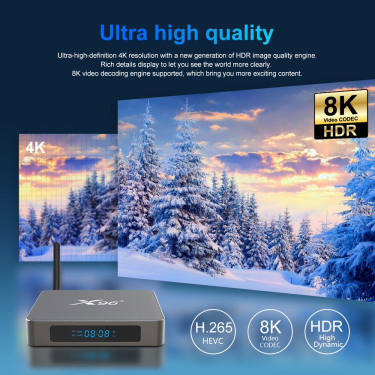 X96 X6 8K Smart TV BOX Android 11.0 Media Player, RK3566 Quad Core ARM Cortex A55, RAM: 4GB, ROM: 32GB, Plug Type:EU Plug - RK3566 by PMC Jewellery | Online Shopping South Africa | PMC Jewellery | Buy Now Pay Later Mobicred