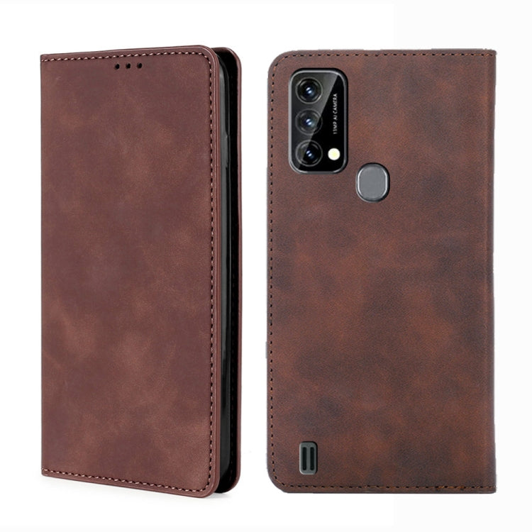 For Blackview A50 Skin Feel Magnetic Horizontal Flip Leather Phone Case(Dark Brown) - More Brand by PMC Jewellery | Online Shopping South Africa | PMC Jewellery | Buy Now Pay Later Mobicred