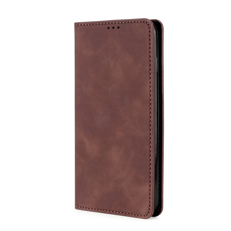 For Blackview A50 Skin Feel Magnetic Horizontal Flip Leather Phone Case(Dark Brown) - More Brand by PMC Jewellery | Online Shopping South Africa | PMC Jewellery | Buy Now Pay Later Mobicred