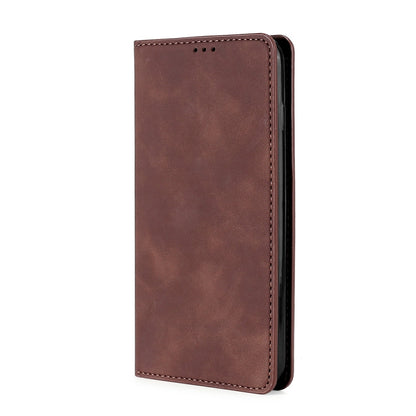 For Blackview A50 Skin Feel Magnetic Horizontal Flip Leather Phone Case(Dark Brown) - More Brand by PMC Jewellery | Online Shopping South Africa | PMC Jewellery | Buy Now Pay Later Mobicred