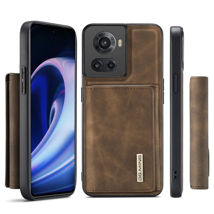 For OnePlus Ace/10R DG.MING M1 Series 3-Fold Multi Card Wallet + Magnetic Phone Case(Coffee) - OnePlus Cases by DG.MING | Online Shopping South Africa | PMC TechLife | Buy Now Pay Later Mobicred
