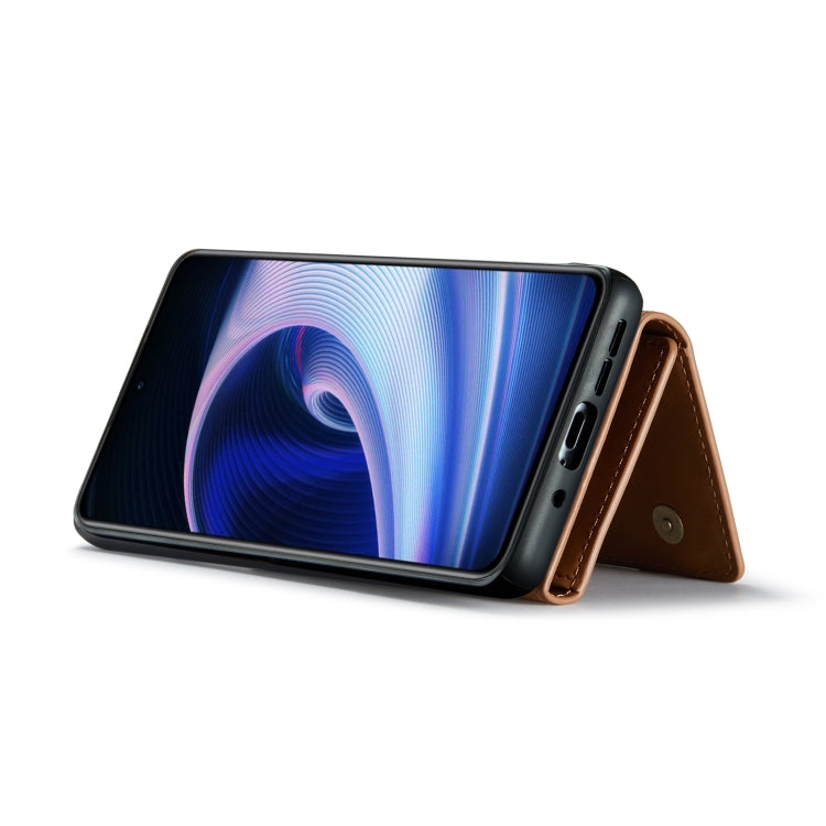 For OnePlus Ace/10R DG.MING M1 Series 3-Fold Multi Card Wallet + Magnetic Phone Case(Coffee) - OnePlus Cases by DG.MING | Online Shopping South Africa | PMC TechLife | Buy Now Pay Later Mobicred