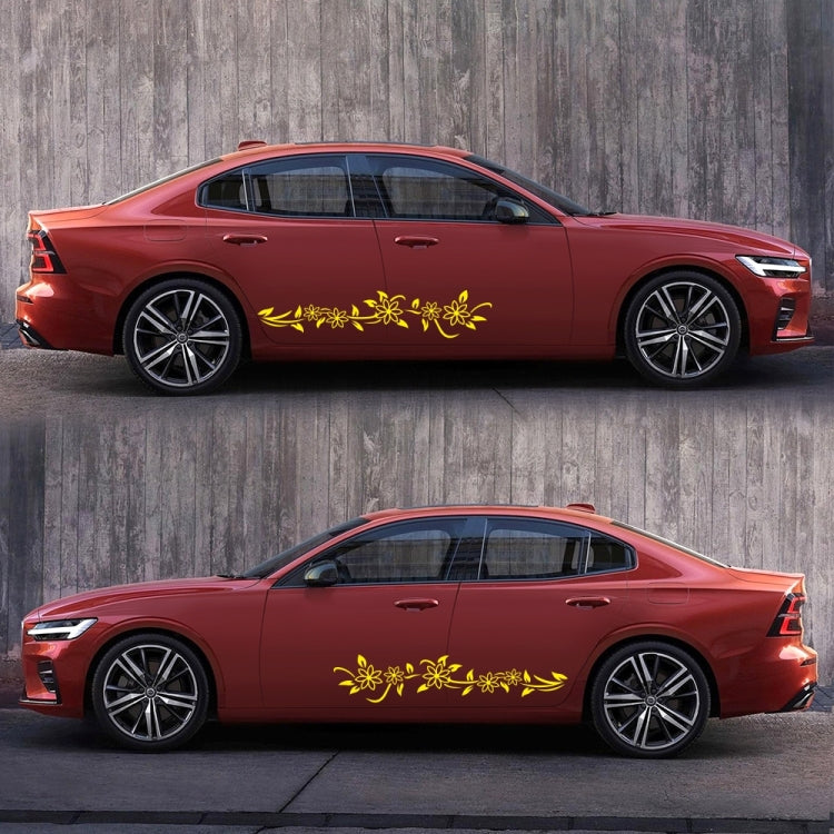 2 PCS/Set D-378 Flower Totem Pattern Car Modified Decorative Sticker(Yellow) - Decorative Sticker by PMC Jewellery | Online Shopping South Africa | PMC Jewellery | Buy Now Pay Later Mobicred