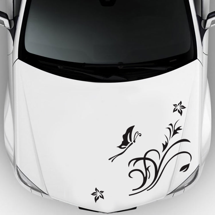 D-462 Butterfly Loves Flowers Pattern Car Modified Decorative Sticker(Black) - Decorative Sticker by PMC Jewellery | Online Shopping South Africa | PMC Jewellery | Buy Now Pay Later Mobicred