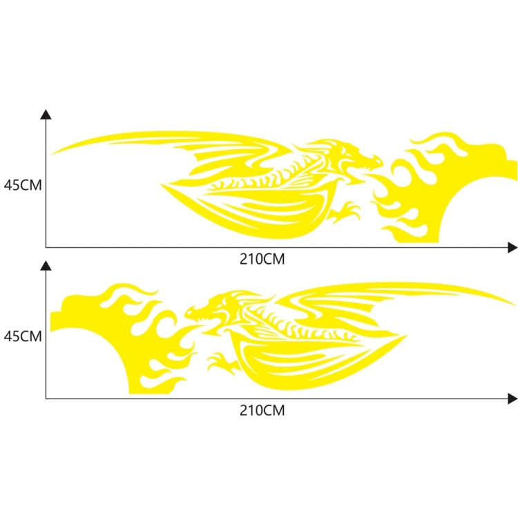 2 PCS/Set D-489 Fire-breathing Dragon Pattern Car Modified Decorative Sticker(Yellow) - Decorative Sticker by PMC TechLife | Online Shopping South Africa | PMC TechLife | Buy Now Pay Later Mobicred